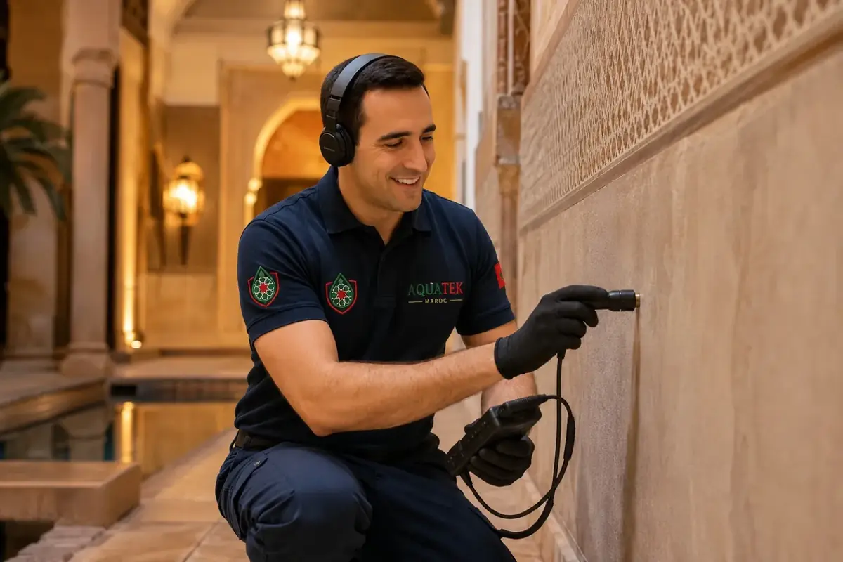 Technicien AQUATEK en recherche de fuite à Rabat
